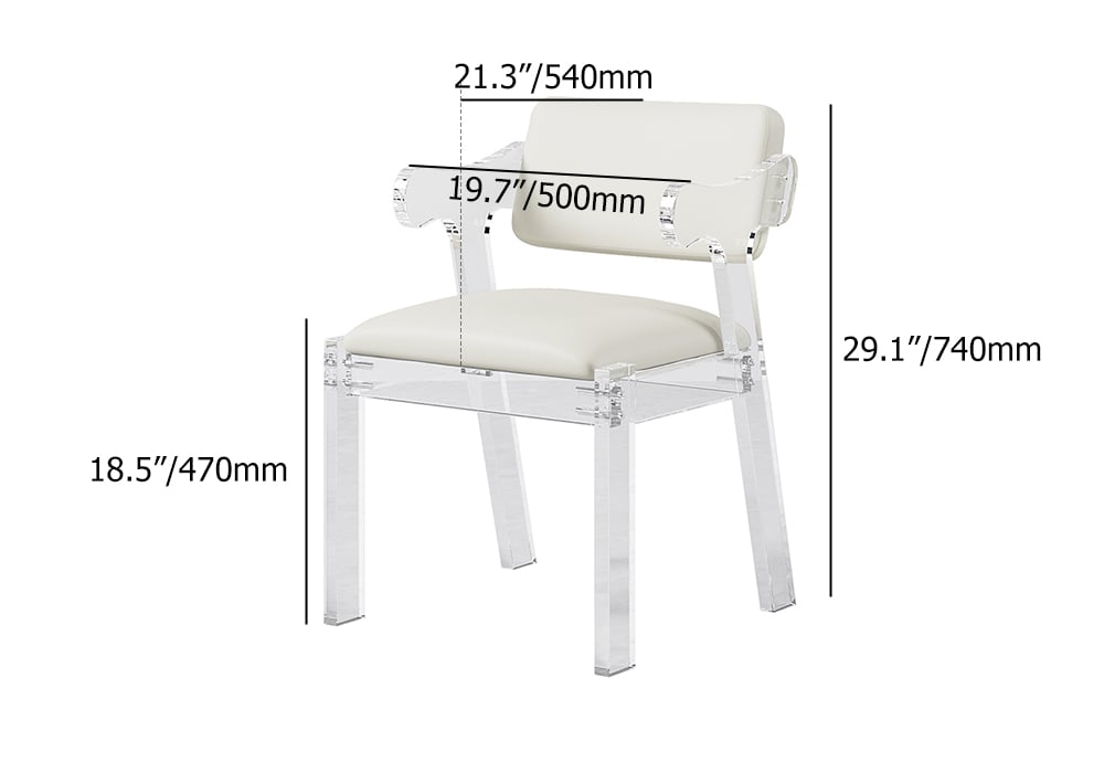 HMR - Modern Dining Chairs Acrylic with PU Leather Upholstery White