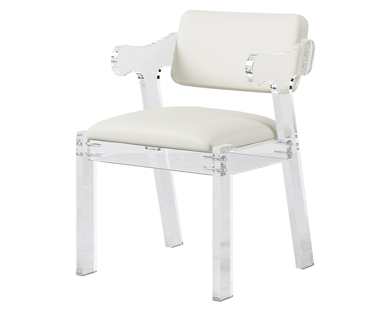 HMR - Modern Dining Chairs Acrylic with PU Leather Upholstery White