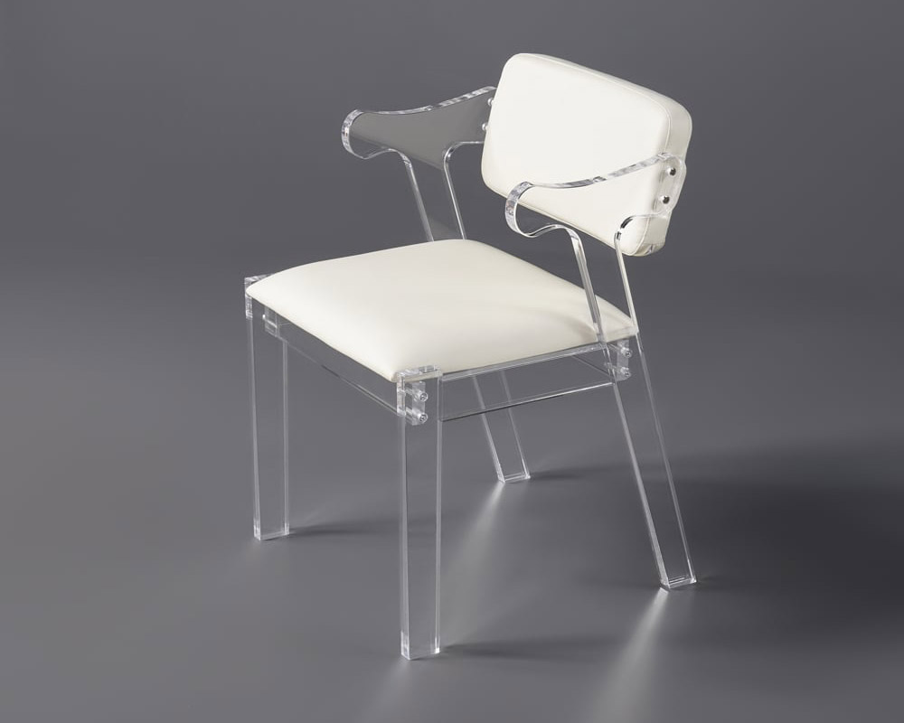 HMR - Modern Dining Chairs Acrylic with PU Leather Upholstery White