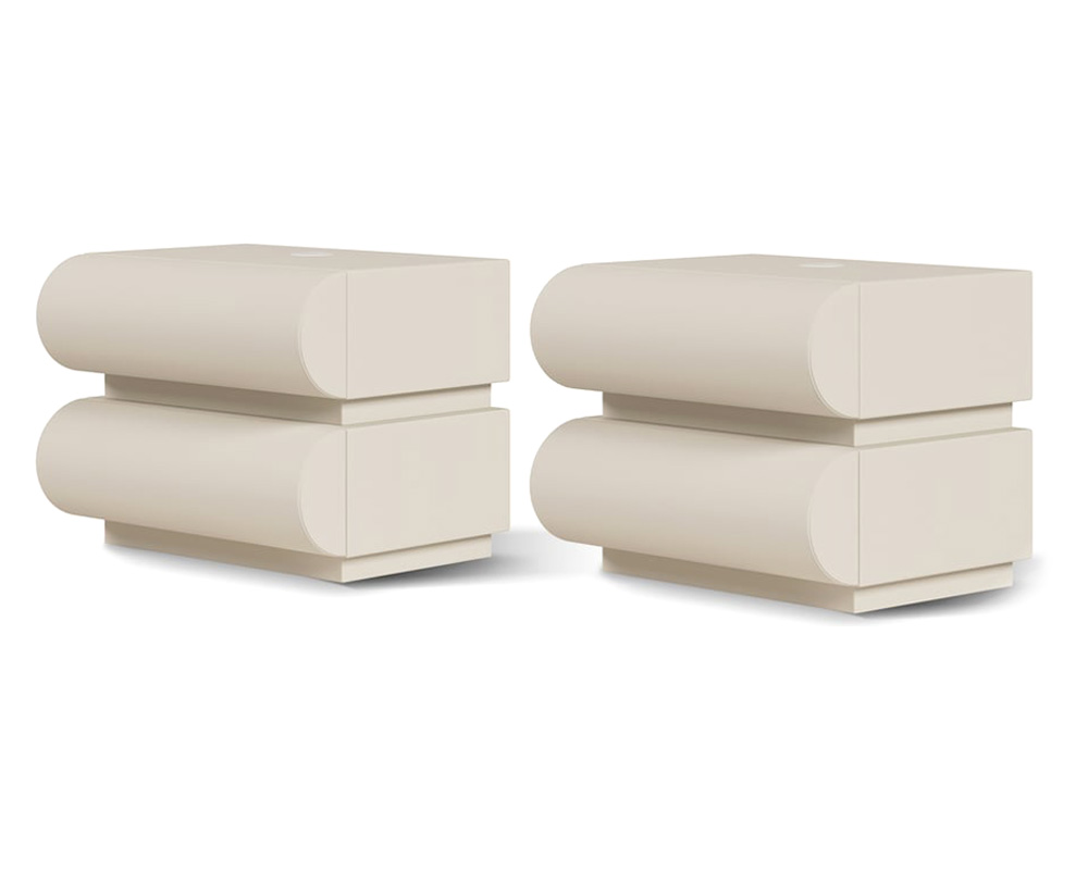 HMR Humply Modern Leather Smart Nightstand with Wireless Charger Drawers - White, 2-Drawer, Set Of 2