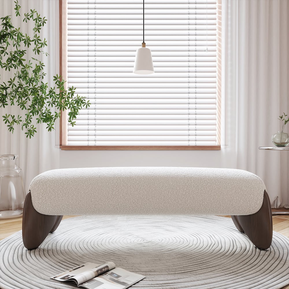 HMR - Curva Boucle Upholstered Bedroom Bench