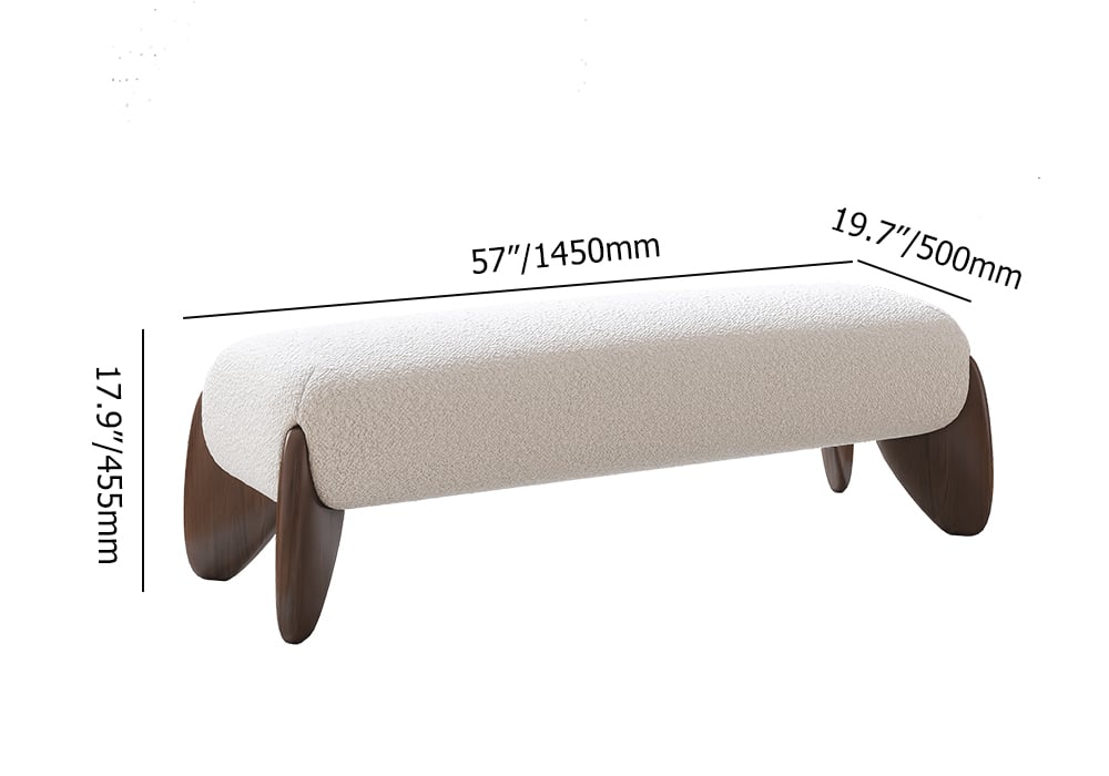 HMR - Curva Boucle Upholstered Bedroom Bench