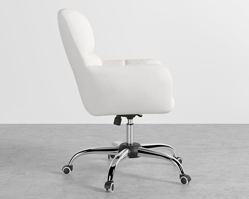 HMR - 94.5" Two Person Double Desk & 2 Office Chairs Set Cotton & Linen Swivel Task