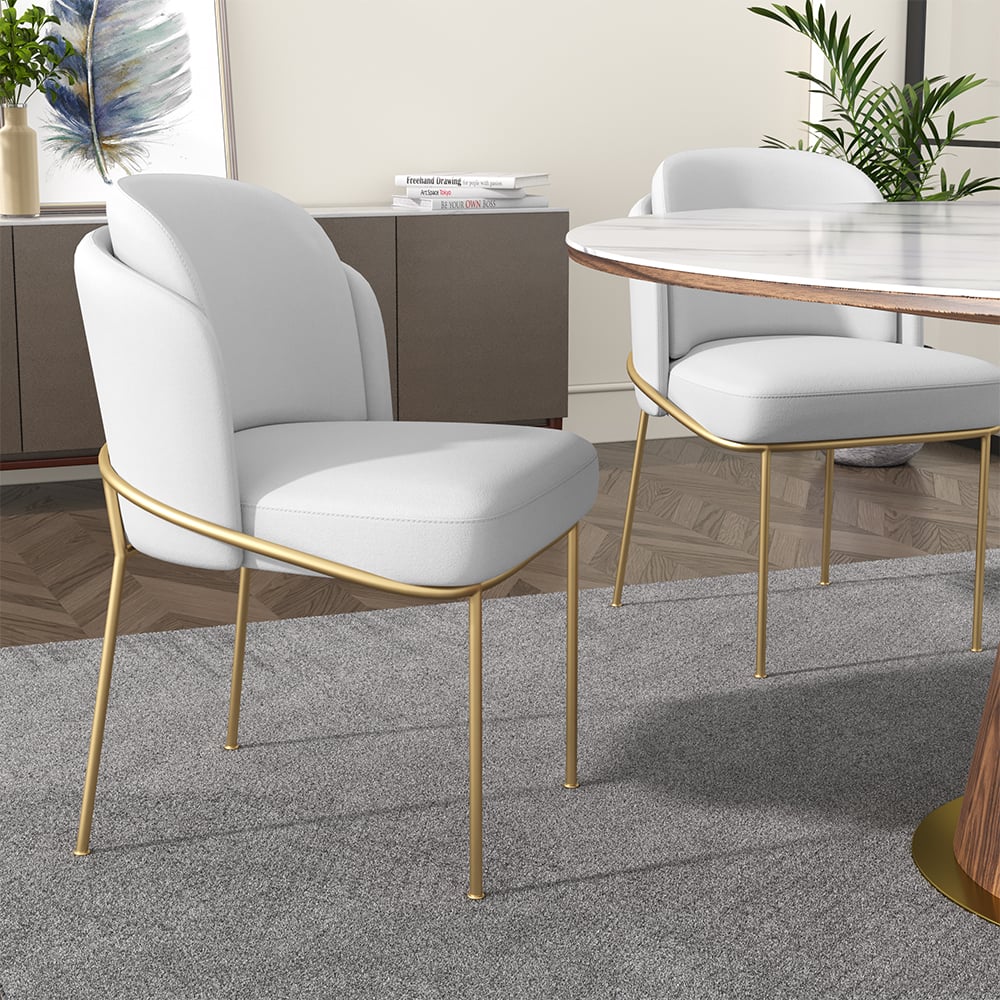 HMR - Dining Set 47.2" Mid-Century Modern Round Dining Table with 6 Chairs