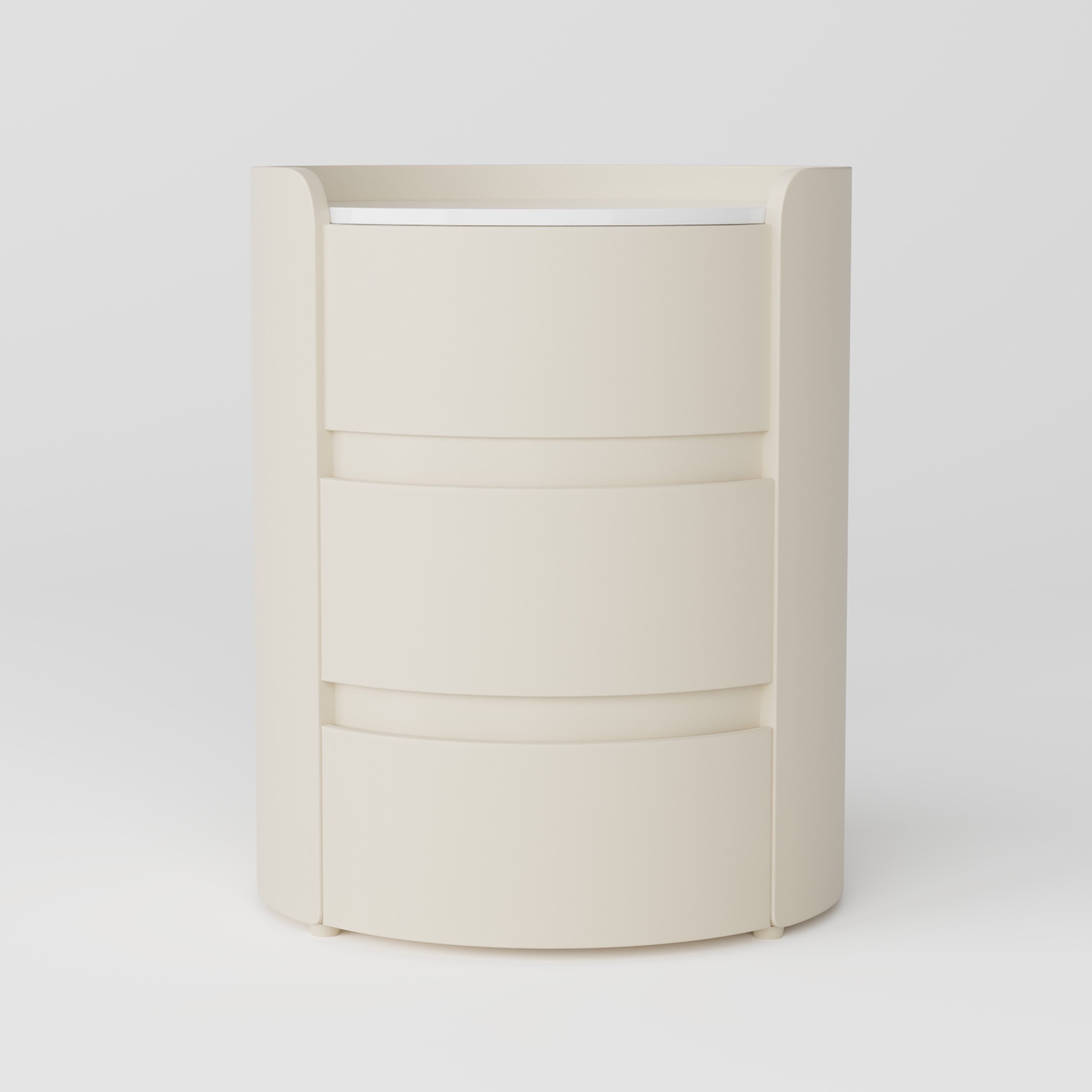 HMR - Modern white bedside tables with 3-drawer marble and leather