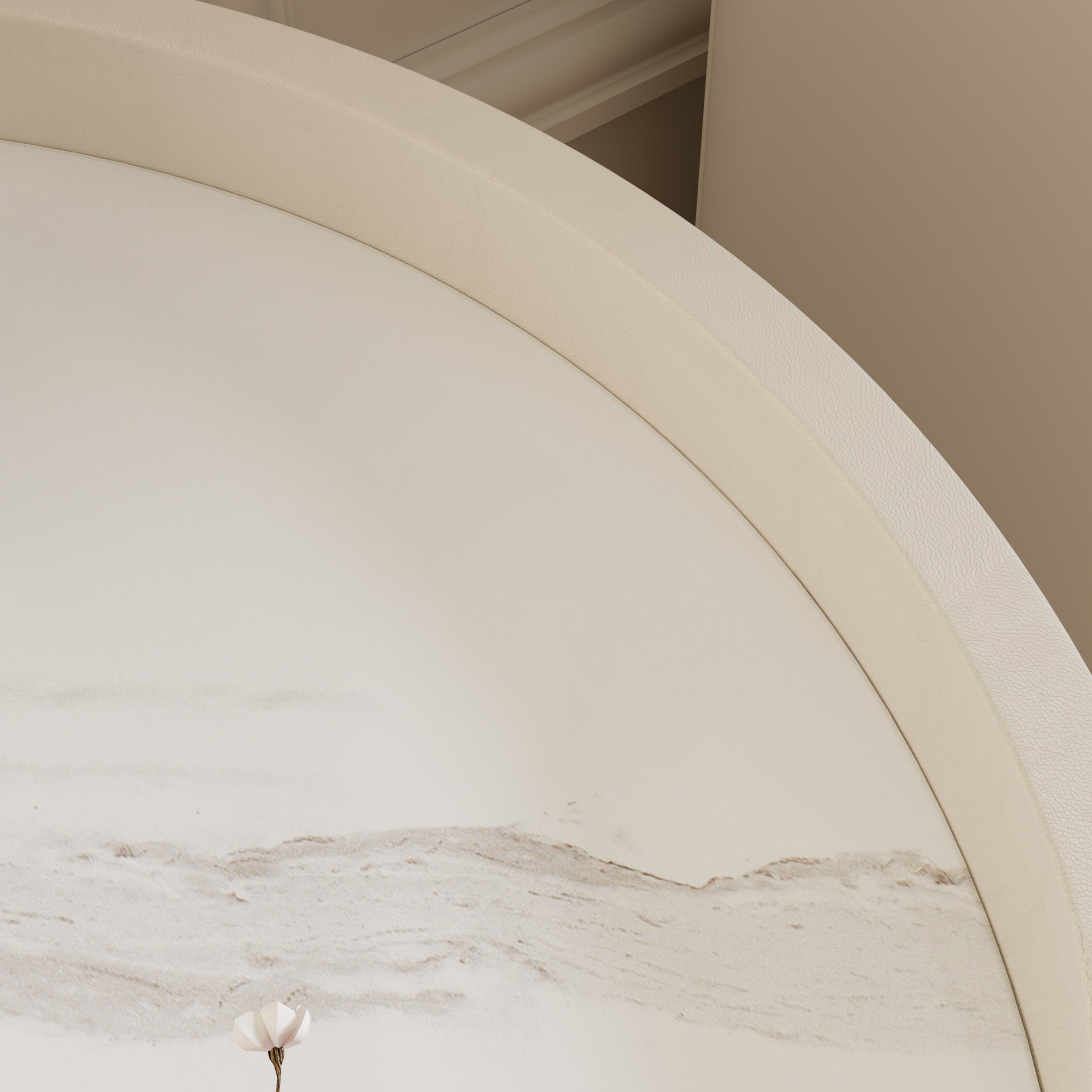HMR - Modern white bedside tables with 3-drawer marble and leather