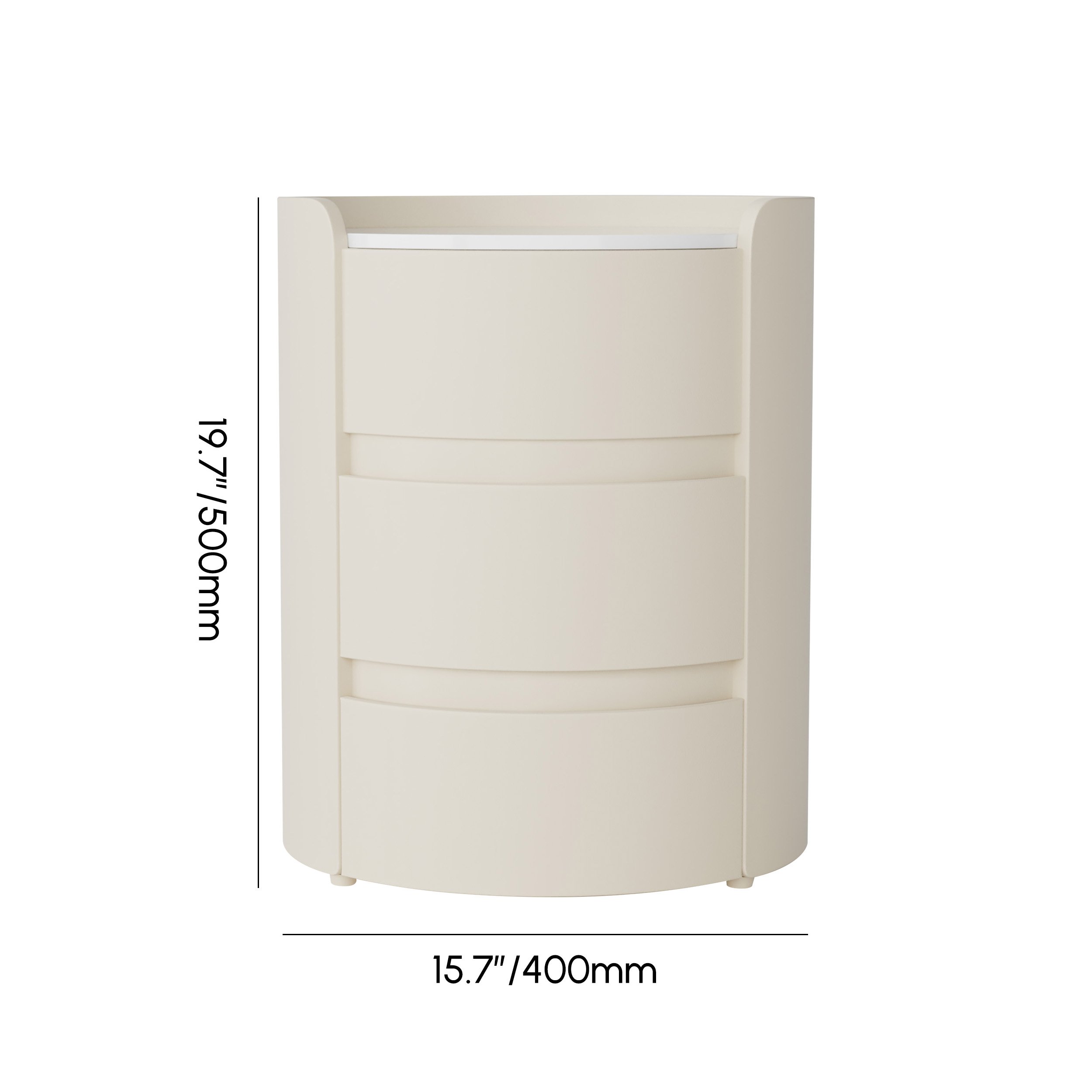 HMR - Modern white bedside tables with 3-drawer marble and leather