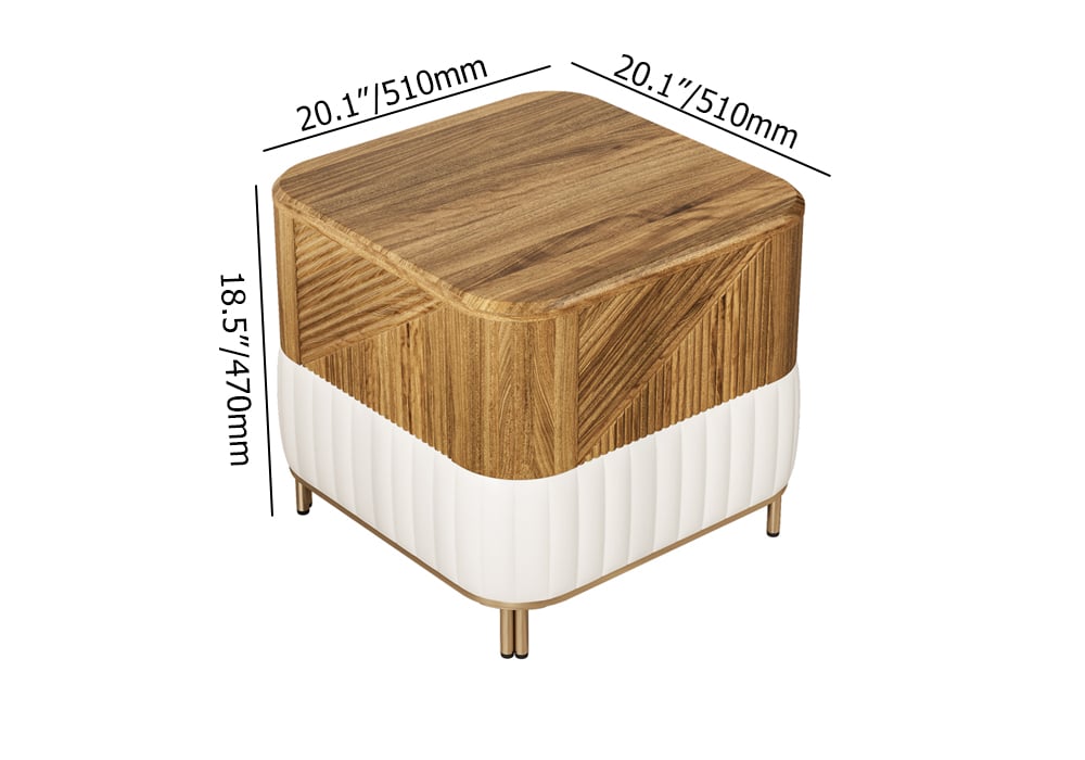 HMR - Wovent Mid-Century Square Modern Walnut Wood Narrow Side Table with Storage Nightstand