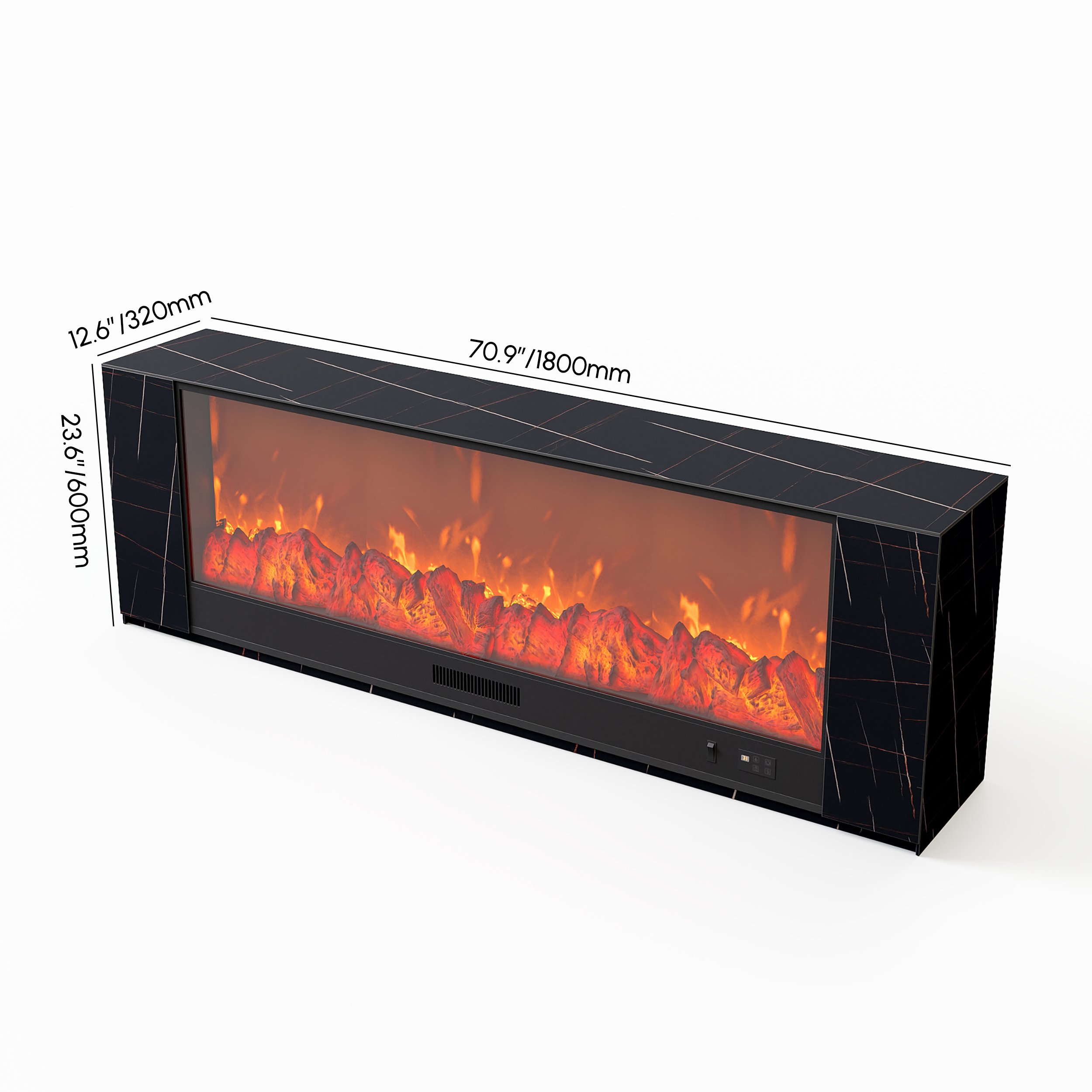 HMR - Sintered Stone Electric Fireplace TV Stand & Coffee Table Set