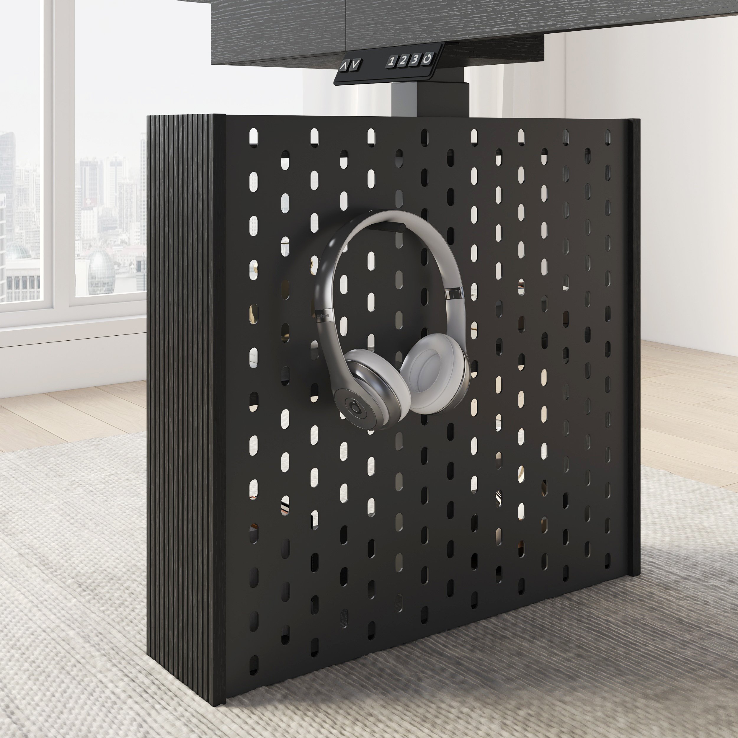 HMR - 59" Modern Black Multifunctional Standing Adjustable Office Desk