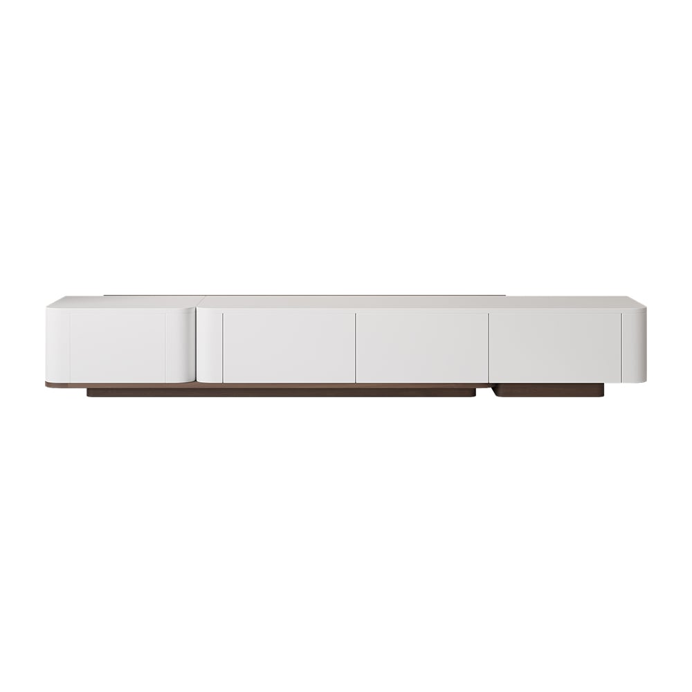 HMR 118.1" Modern Wood Extendable TV Stand with 4 Drawer Media Console - Off White & Walnut
