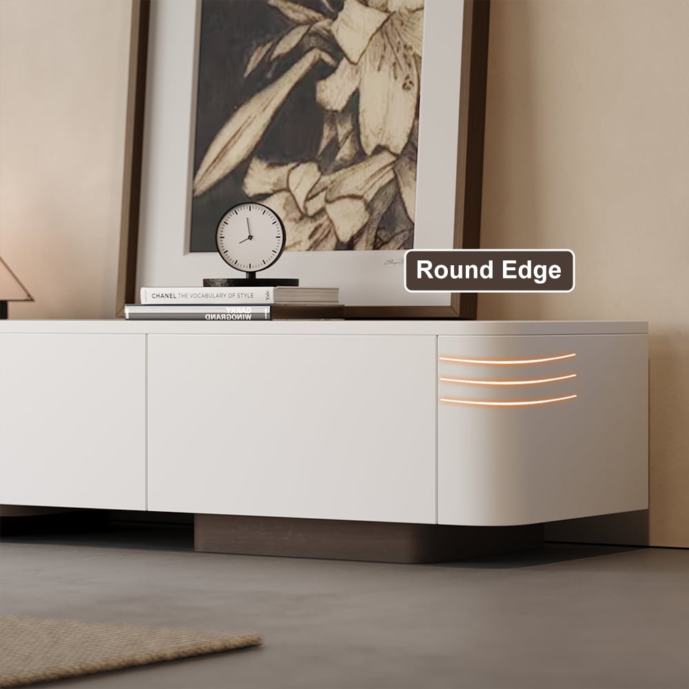 HMR 118.1" Modern Wood Extendable TV Stand with 4 Drawer Media Console - Off White & Walnut