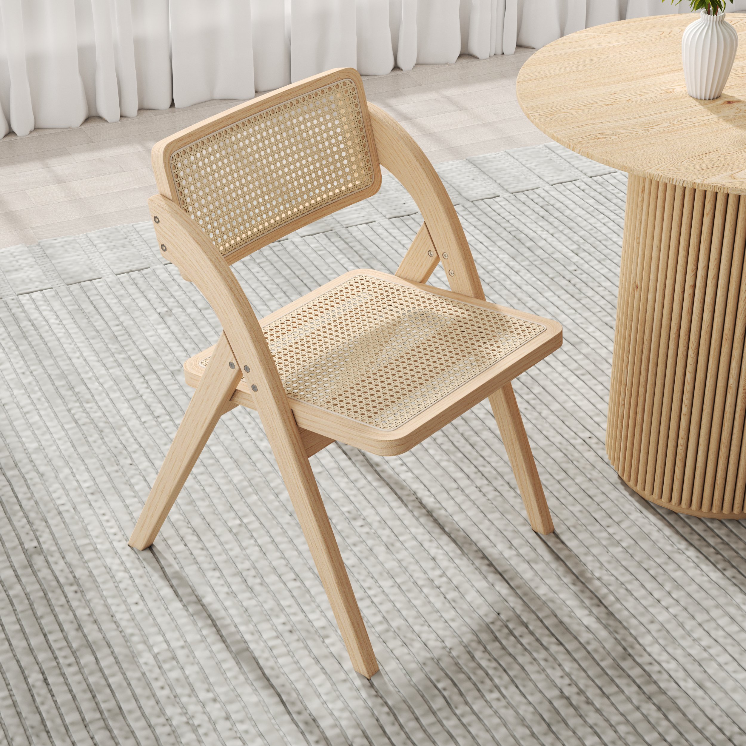 HMR Dining Round Dining Table Natural - Natural, With 2 Chairs, Style A