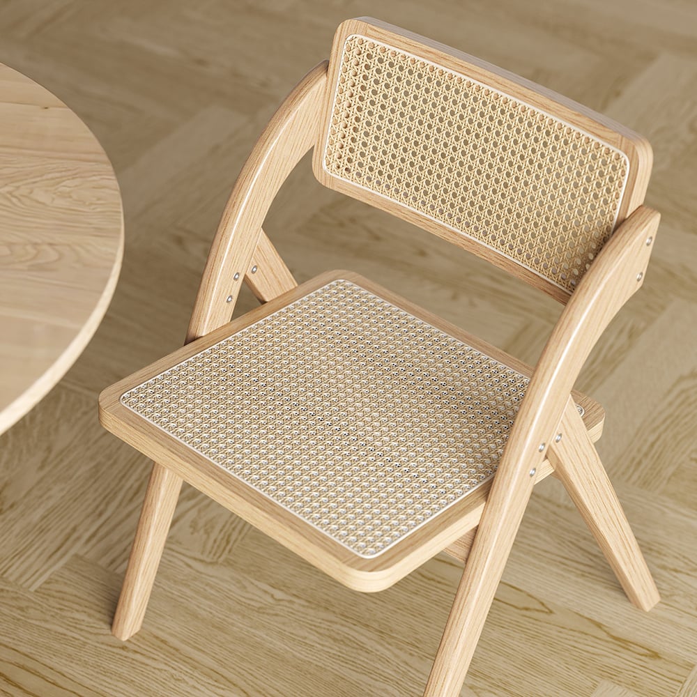HMR Dining Round Dining Table Natural - Natural, With 2 Chairs, Style A
