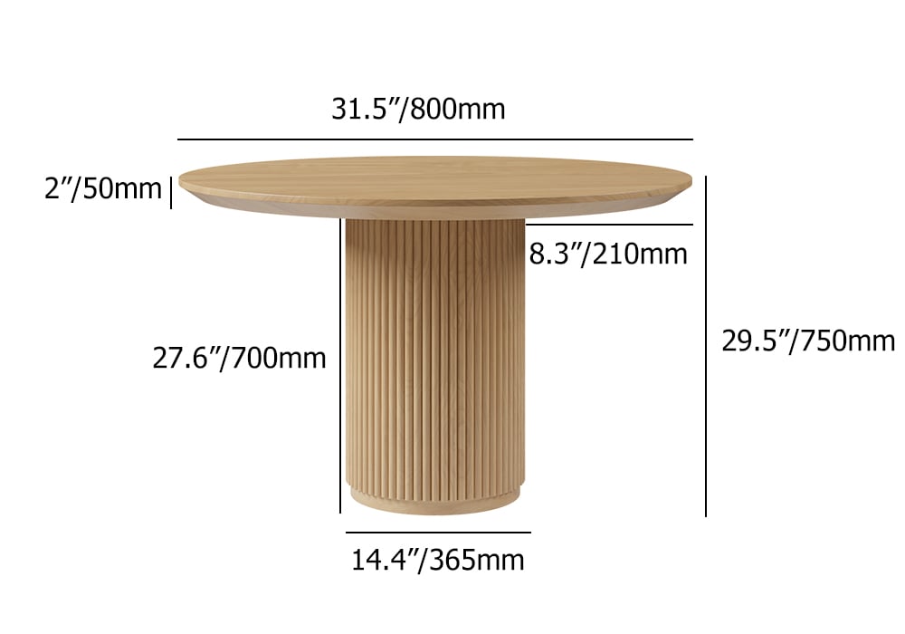 HMR Dining Round Dining Table Natural - Natural, With 2 Chairs, Style A