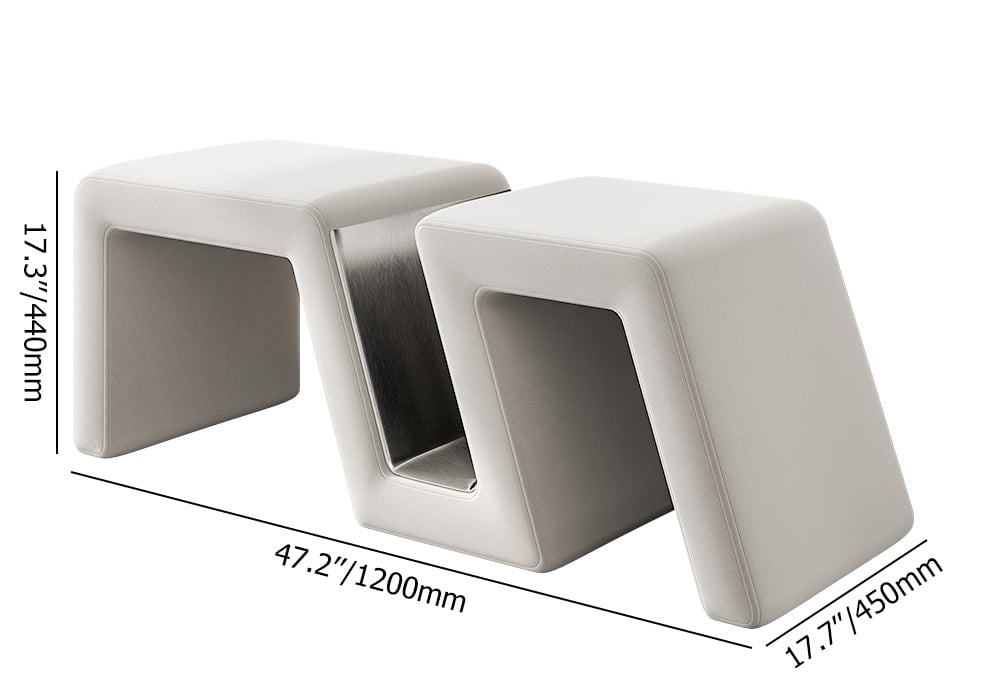 HMR - Modern White Velvet Bedroom Storage Bench Upholstered Long Bed End Bench