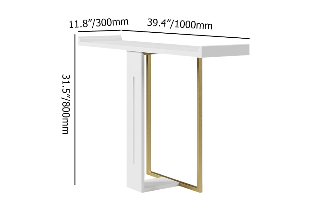 HMR Narrow 39" Console Table - White/Gold