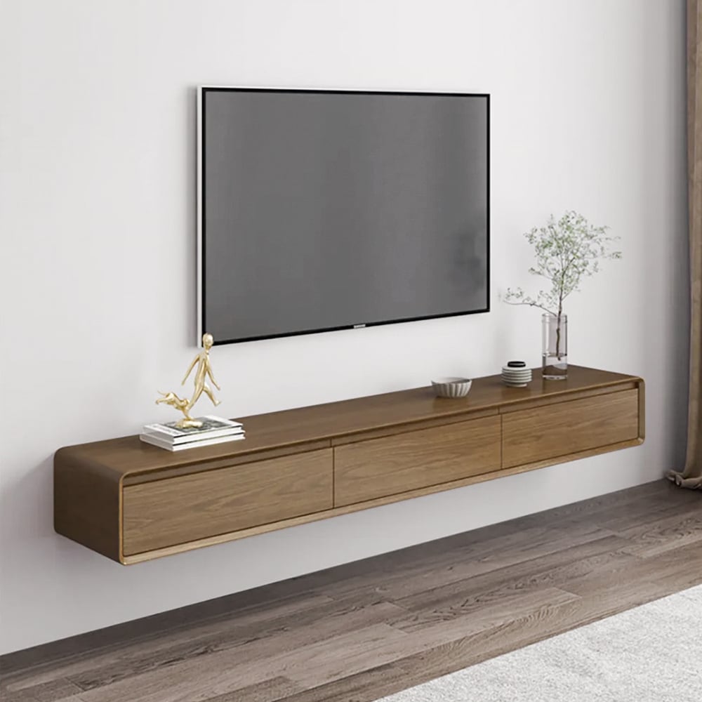 HMR - Mid Century Floating Wood TV Stand with 3 Drawers for TVs Up to 85"