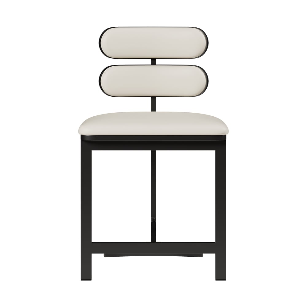HMR - Set of 4 Modern Dining Chairs with Faux Leather Upholstery White