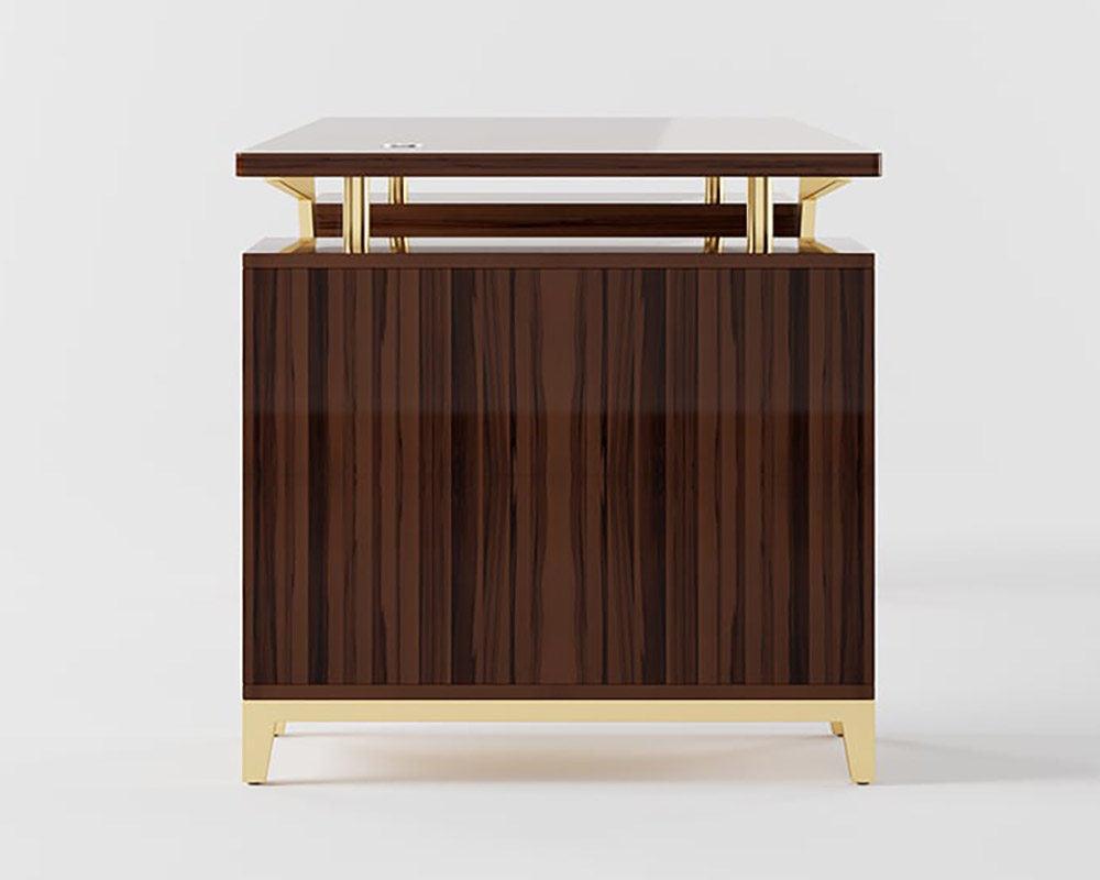 HMR Hungled 71" Modern Office Executive Desk with Storage File Cabinet - Sandalwood
