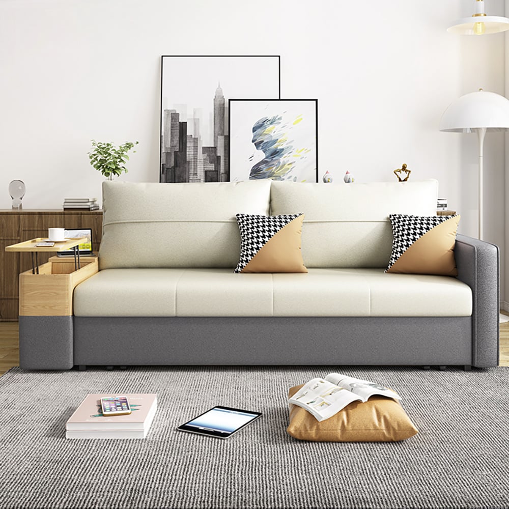 HMR - 77" Queen 2-Seater Sleeper Sofa with Lift Top End Table