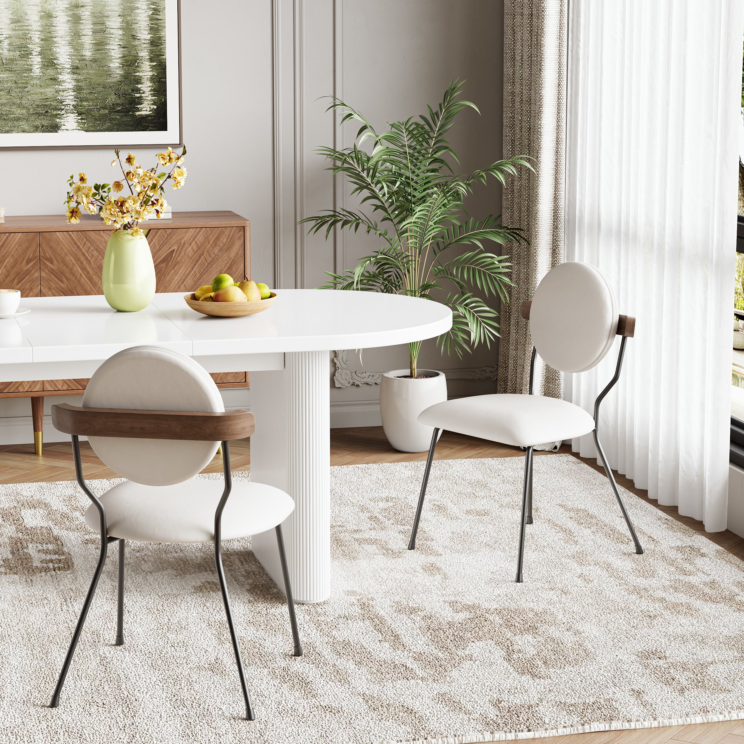 HMR - Set of 2 Modern Performance Leather Dining Chair White