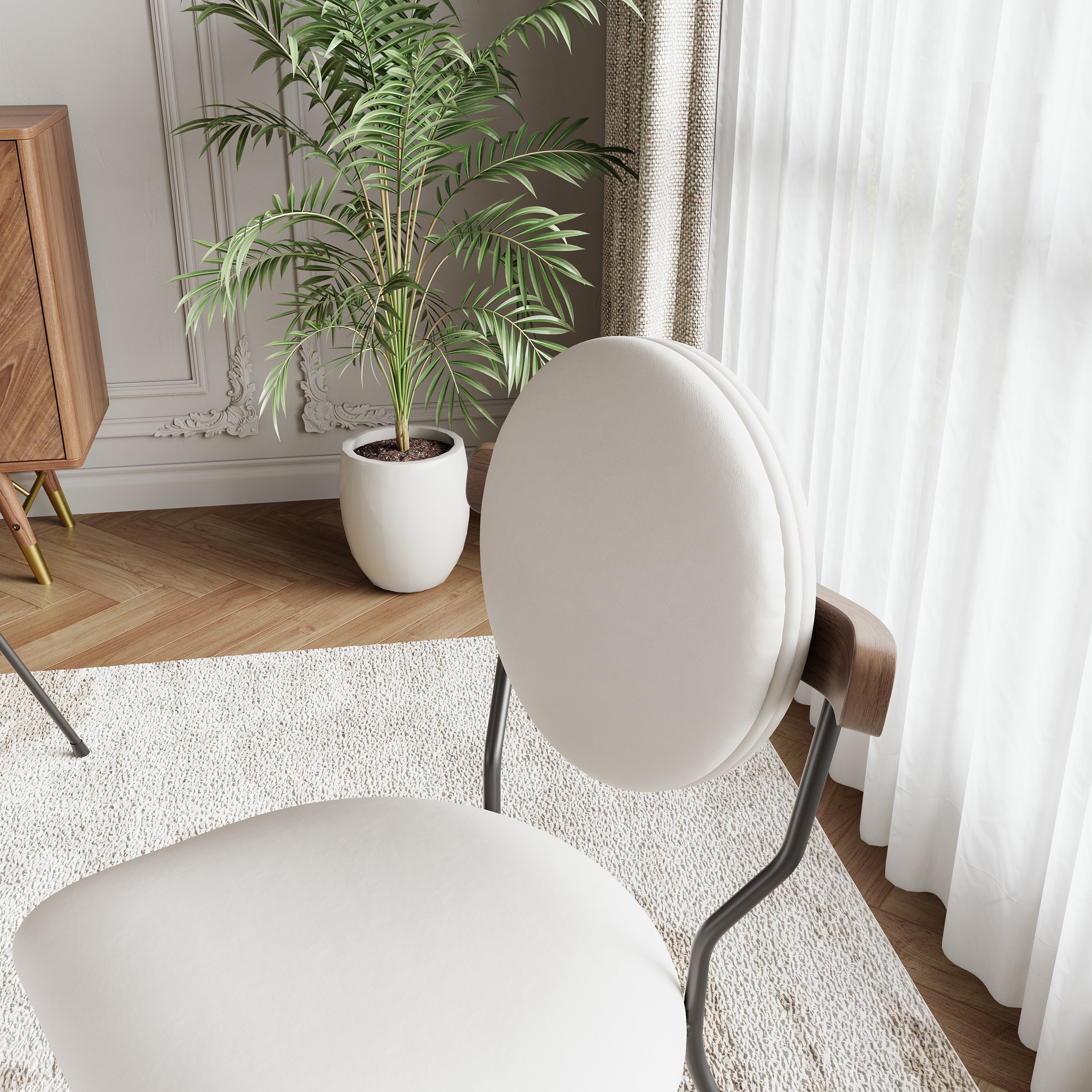 HMR - Set of 2 Modern Performance Leather Dining Chair White