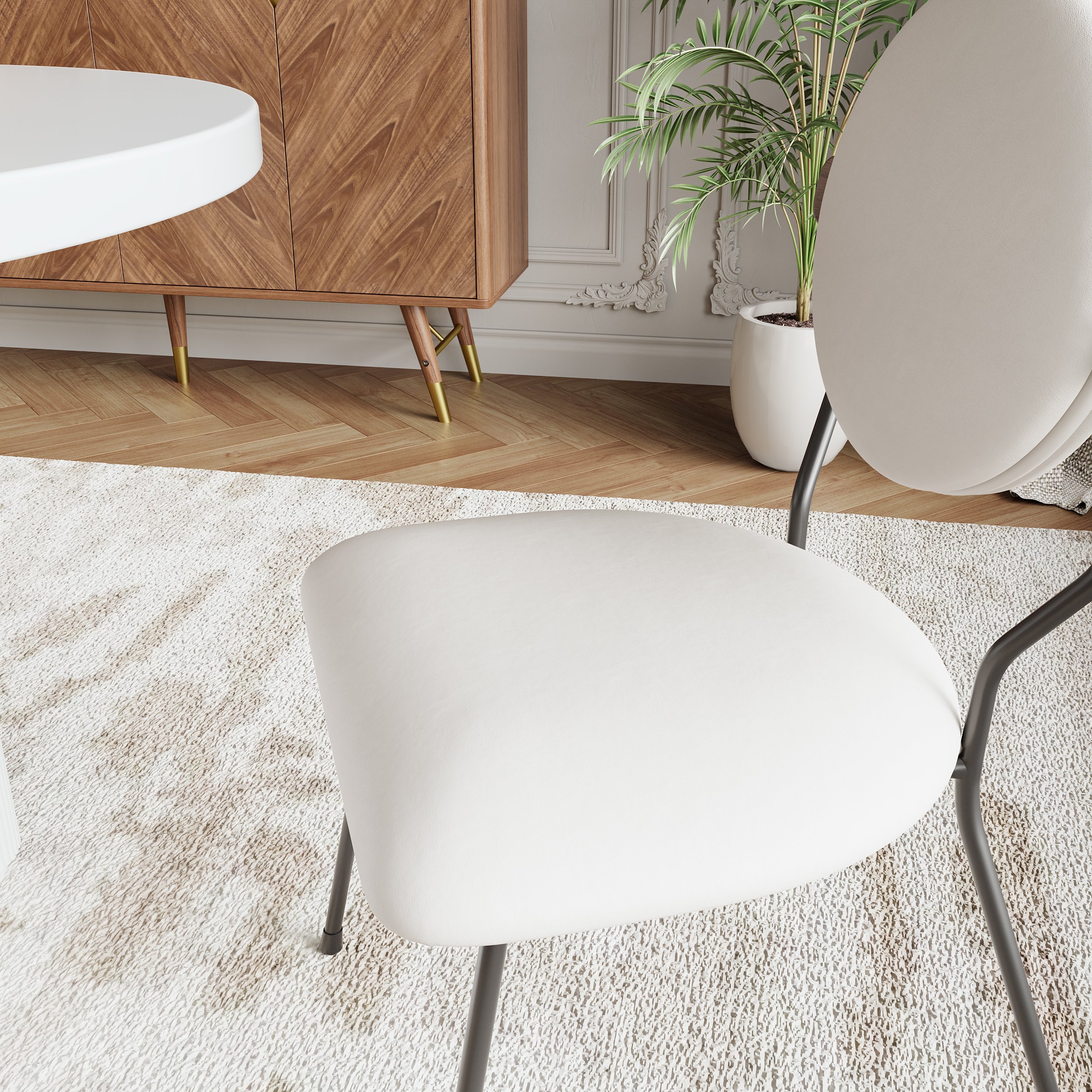 HMR - Set of 2 Modern Performance Leather Dining Chair White