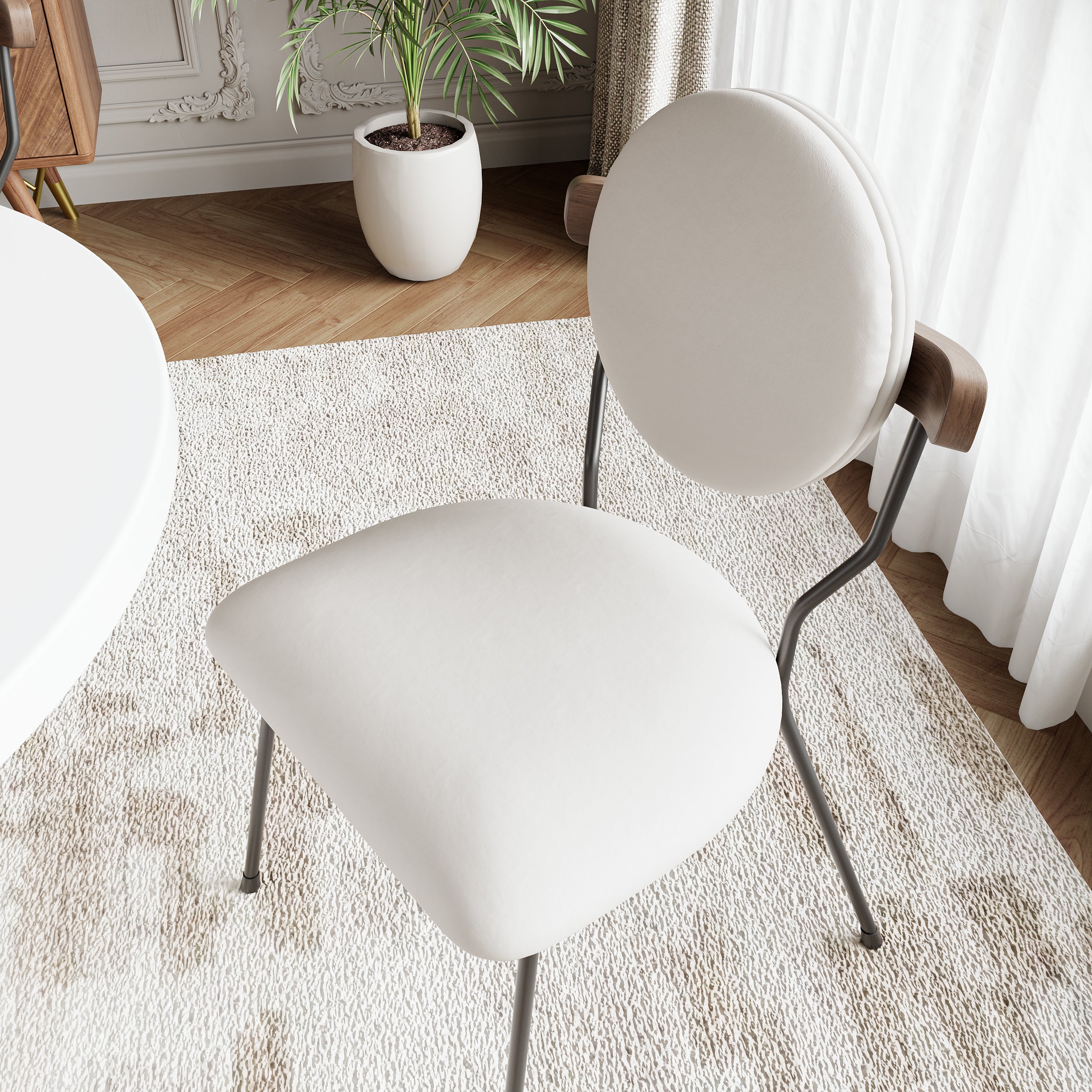 HMR - Set of 2 Modern Performance Leather Dining Chair White