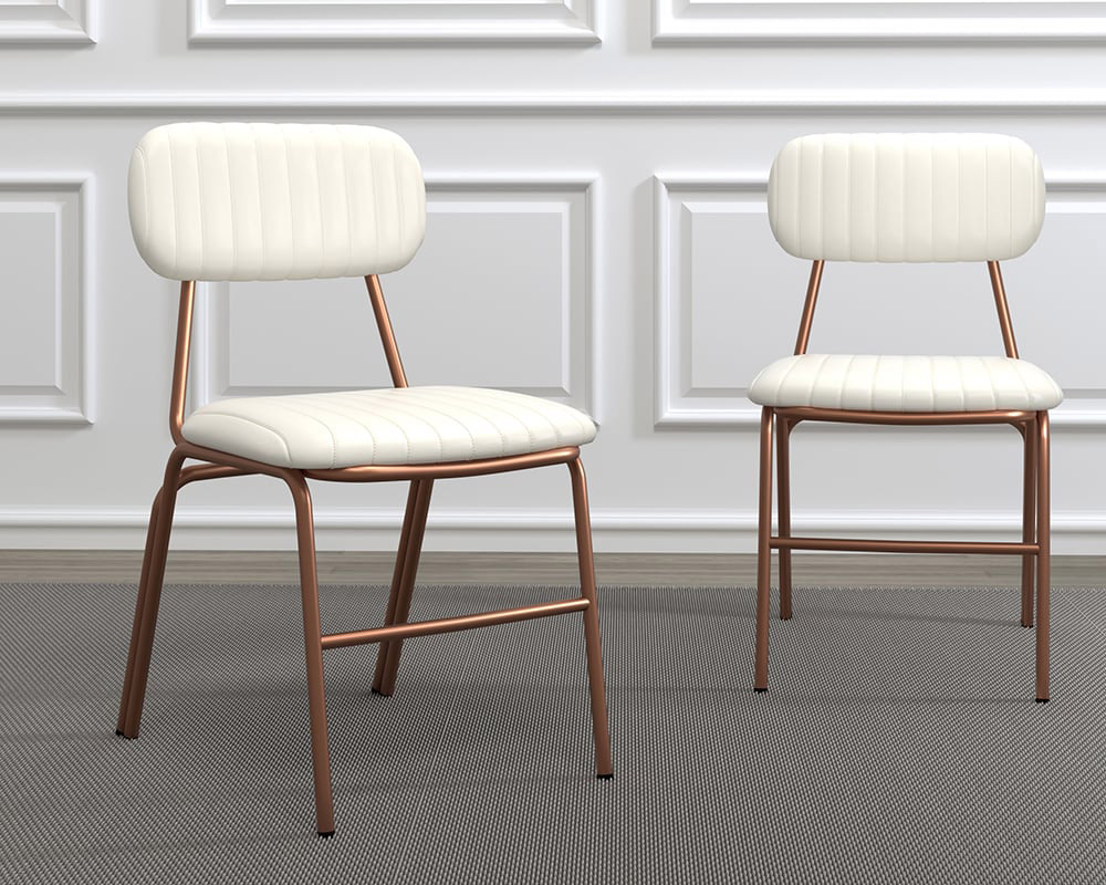 HMR Modern Dining Chairs with Faux Leather Upholstery (Set of 4) - White