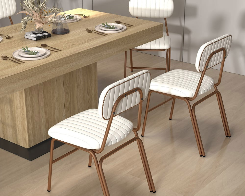 HMR Modern Dining Chairs with Faux Leather Upholstery (Set of 4) - White