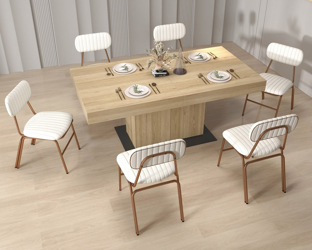 HMR Modern Dining Chairs with Faux Leather Upholstery (Set of 4) - White