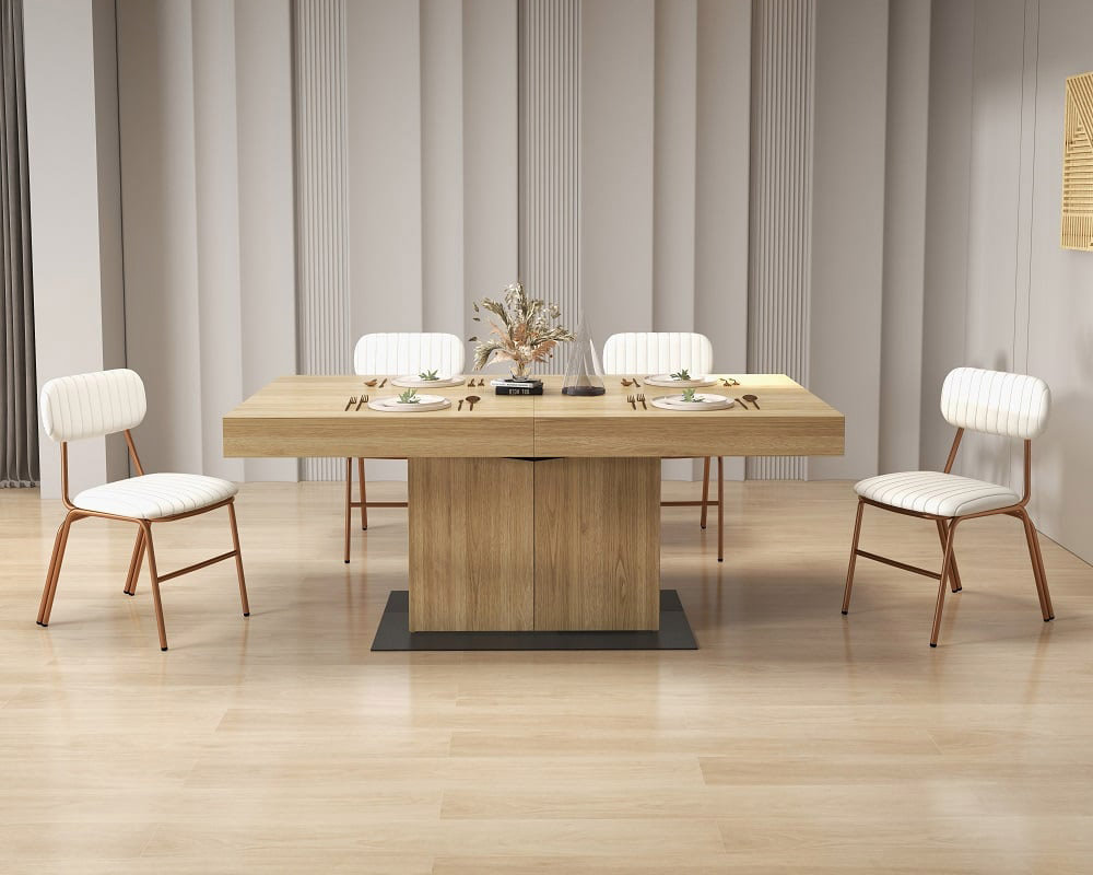 HMR Modern Dining Chairs with Faux Leather Upholstery (Set of 4) - White