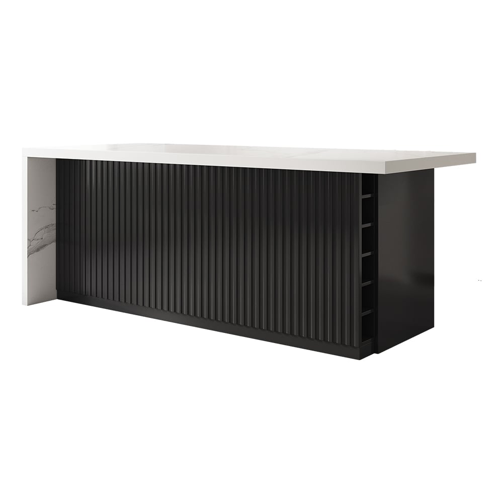 HMR Kitchen Island with Storage - White & Black, 72“/1830mm, Engineered Wood