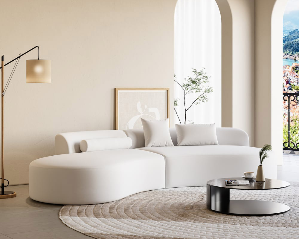 HMR - 109" 2-Piece Curved Sectional Sofa with Pillows