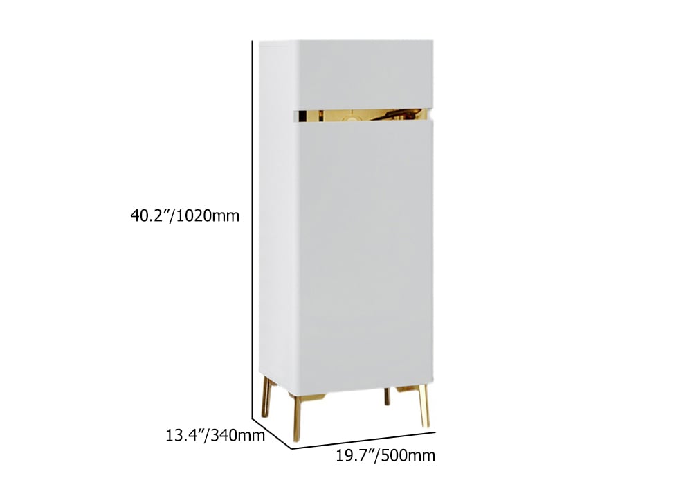 HMR - White Tall Shoe Cabinet with 5 Shelves for 10 Pairs Shoes Narrow Entryway Shoe Storage