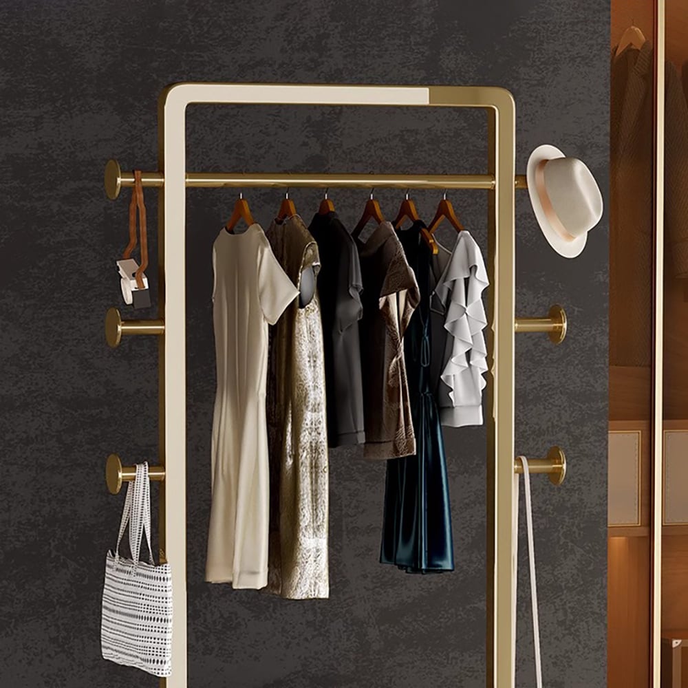 HMR - Coat Rack Stand with 2 Trays Saddle Leather Hall Tree