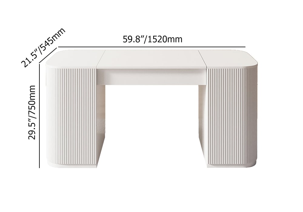 HMR Modern Standing Computer Desk & Upholstered Swivel Task Office Chair Set (59.8" ) - White