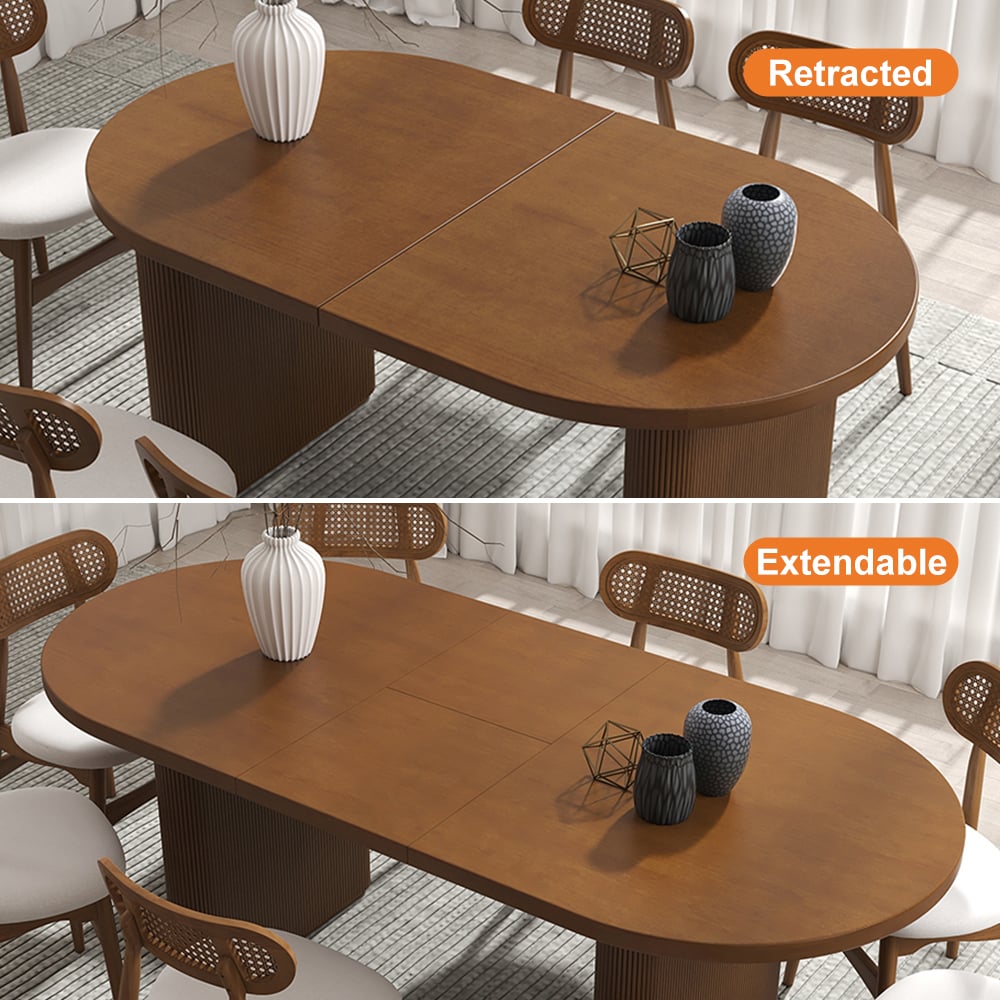 HMR Japandi Oval Extendable Dining Table - Walnut, 79"-94" (seats 6-10)