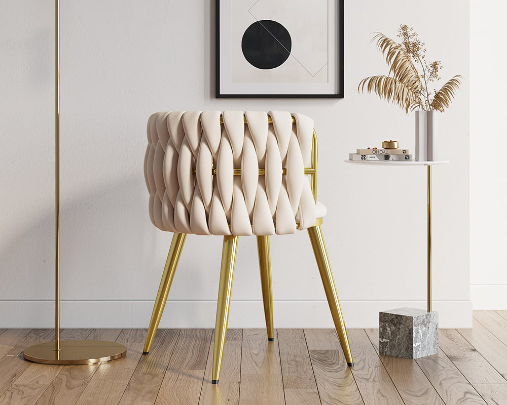 HMR Sweave Nordic Barrel Dining Chair with Velvet Upholstery (Set of 8) - Off-White