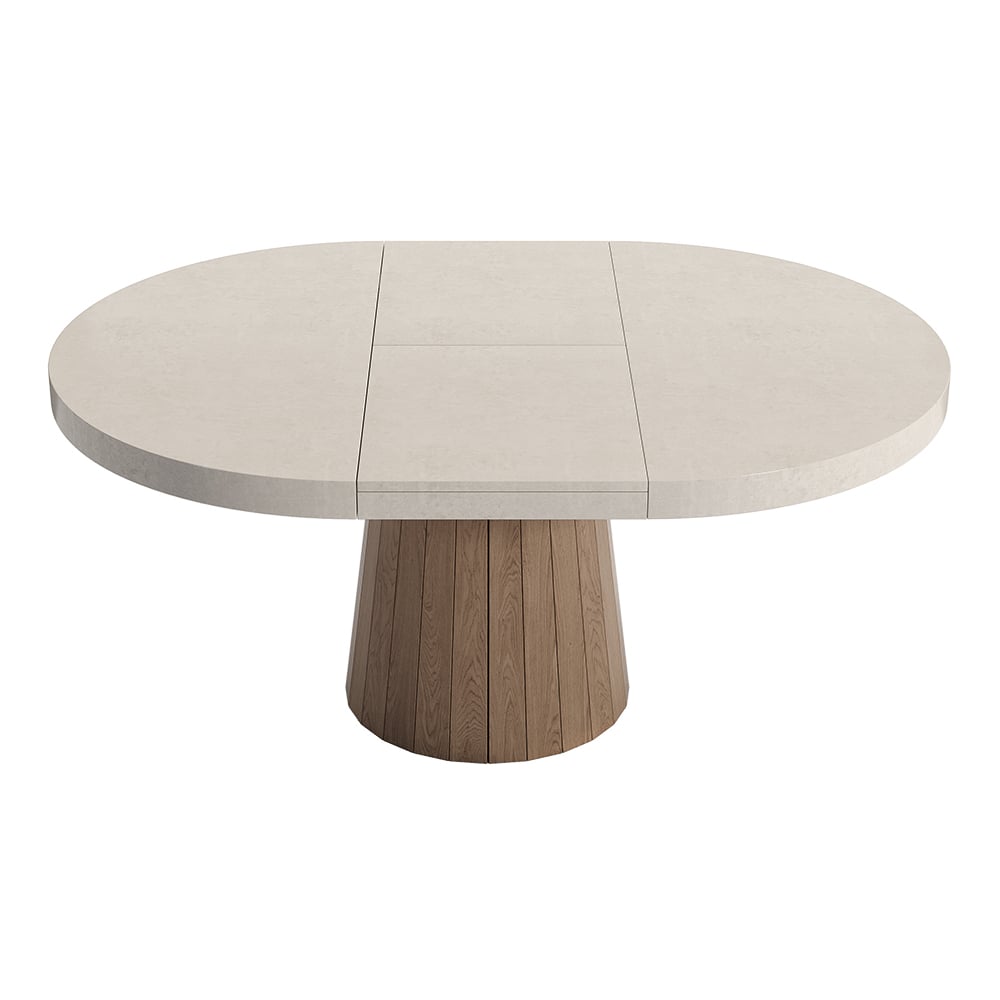 HMR - Dining Set 39"-55" Japandi Extendable Dining Table Gray with 6 Chairs