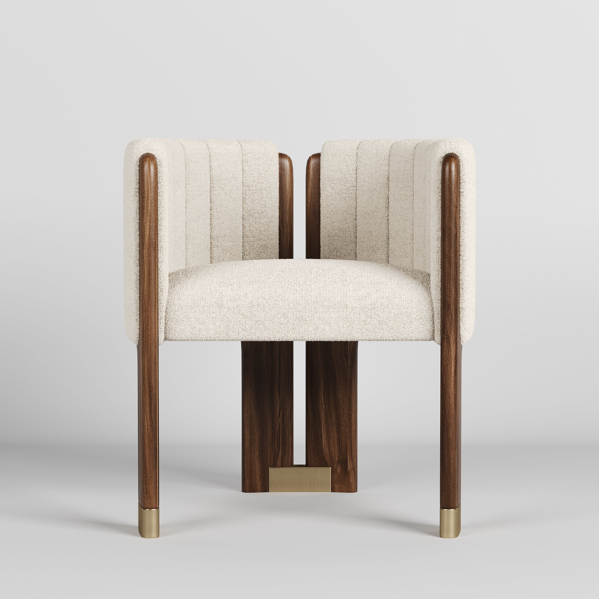HMR Leather Fluted Upholstered Accent Chair with Wood Frame (Set of 4) - White