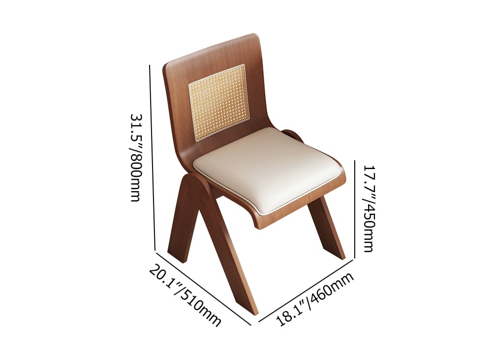 HMR - Set of 2 Japandi Modern Dining Chairs Walnut with PU Leather Upholstery White