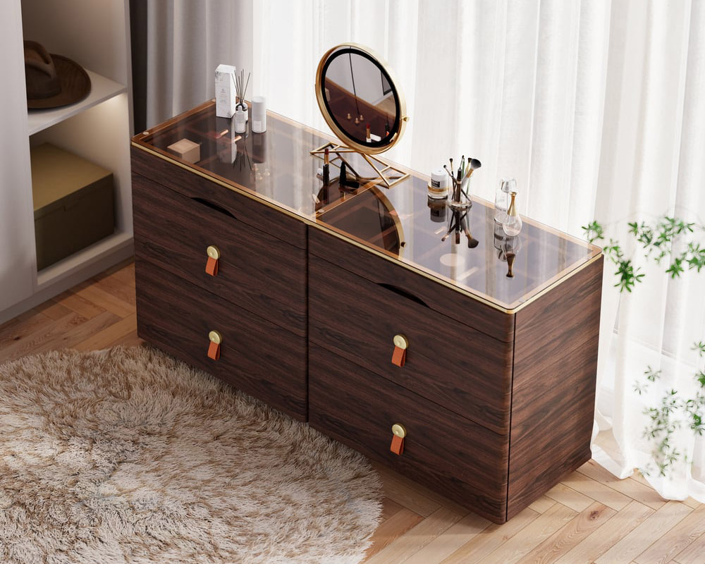 HMR - Chanor 47" Glass Top 6-Drawer Dresser
