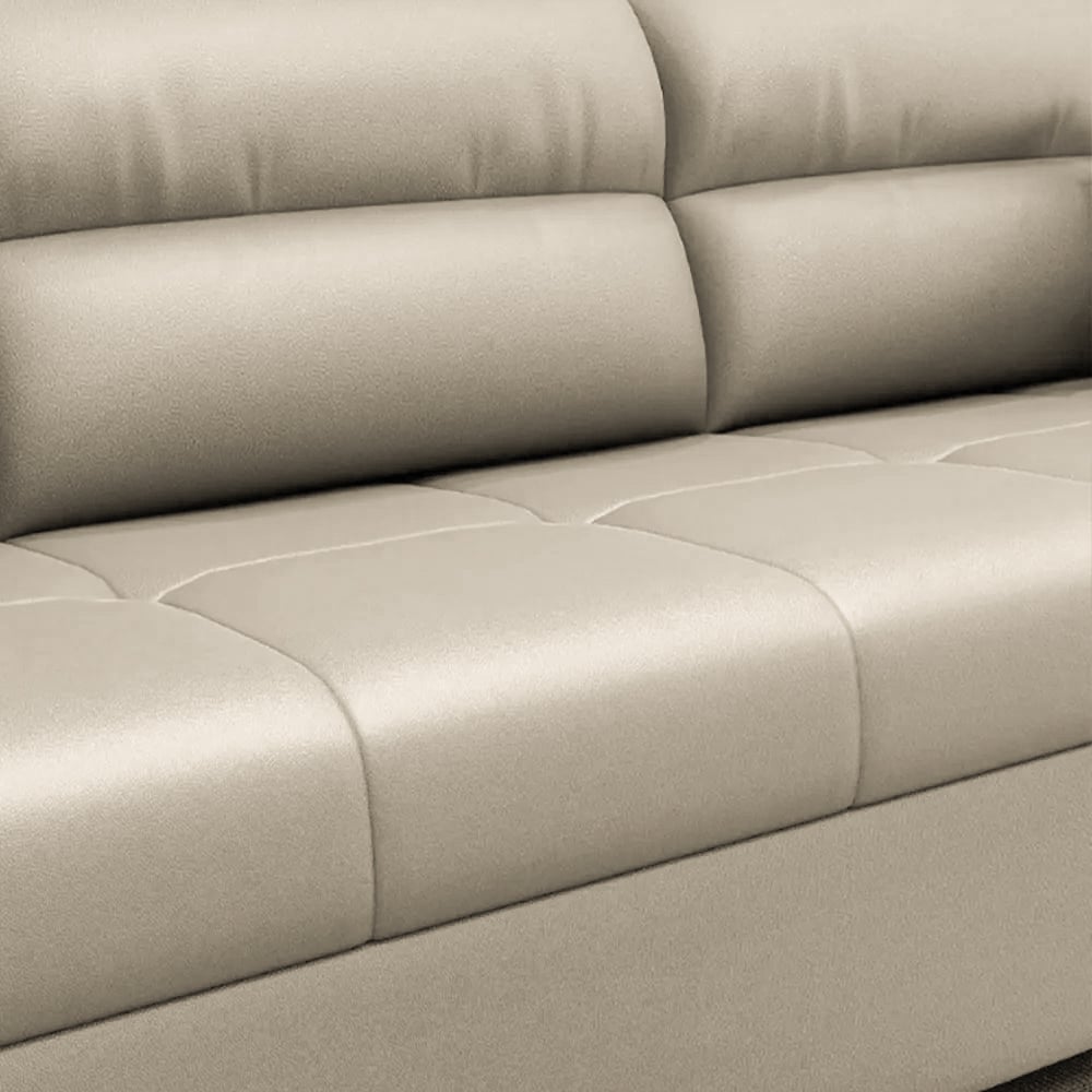 HMR Queen 2-Seater Sleeper Sofa - Beige, Leath-aire