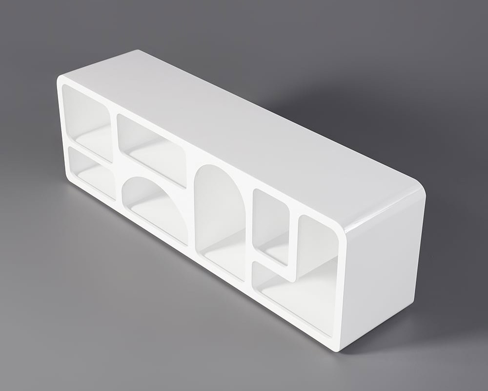 HMR Codiys Art Deco Bookshelf Wood TV Stand with Shelves for TV Up to 70" - White