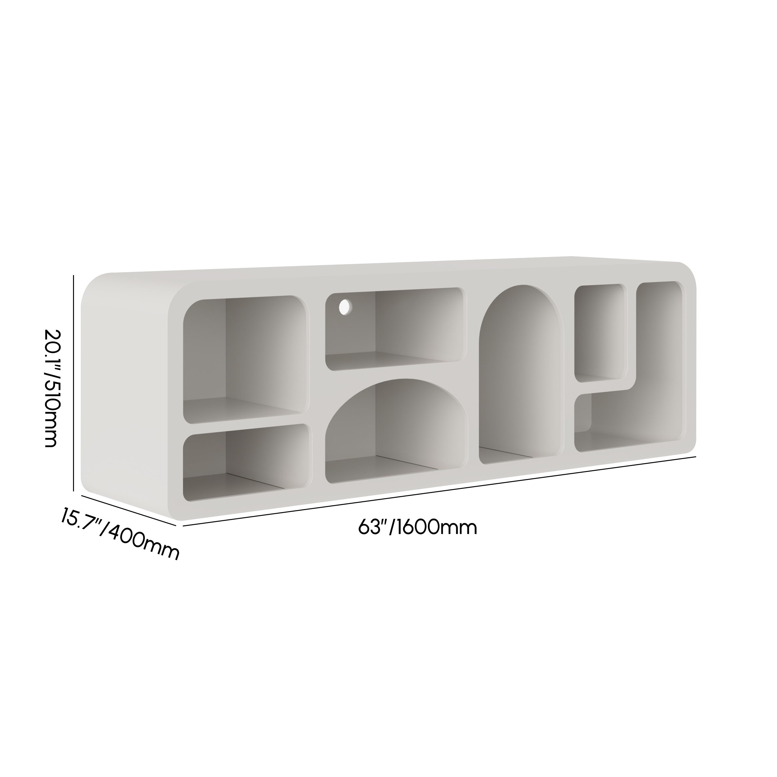 HMR Codiys Art Deco Bookshelf Wood TV Stand with Shelves for TV Up to 70" - White