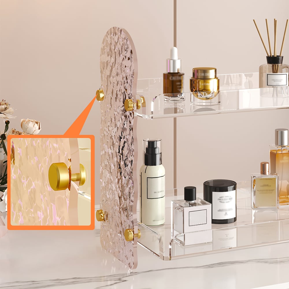 HMR - 2 Tier Acrylic Bathroom Storage Rack Makeup Cosmetic Organizer in Iridescent & Clear