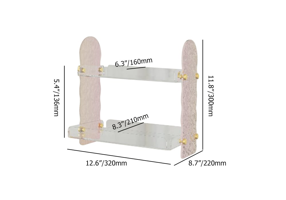 HMR - 2 Tier Acrylic Bathroom Storage Rack Makeup Cosmetic Organizer in Iridescent & Clear