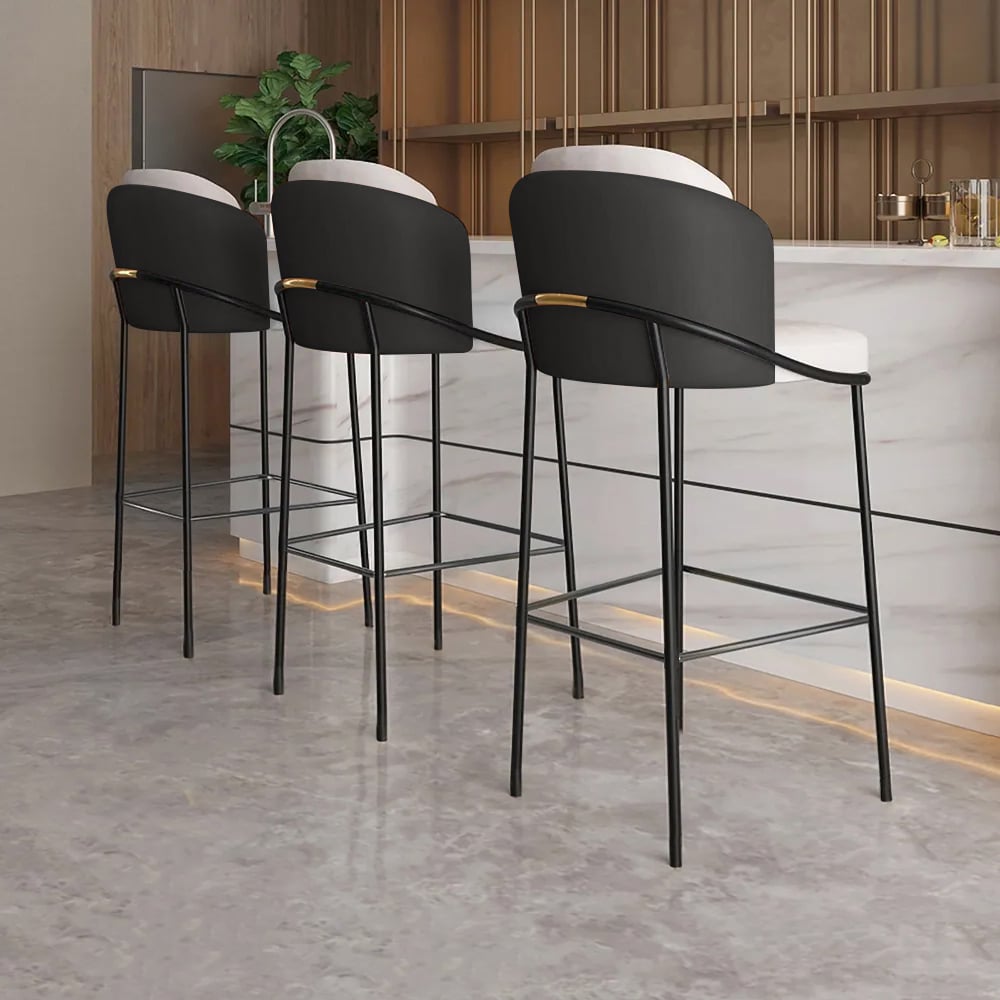 HMR Linenic Series Modern PU Leather Bar Stools - Black, 20.9"L x 20.9"W x 41.3"H, 4-Pieces